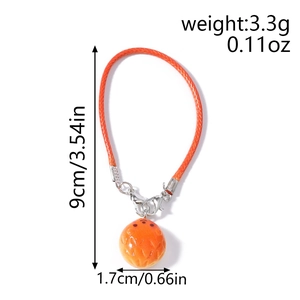 Detailed dimensions of orange star pendant with braided strap and silver lobster clasp