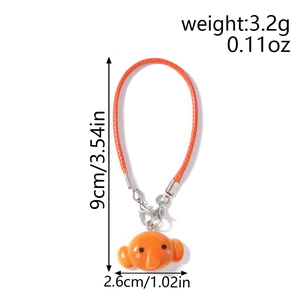 Detail view of an orange cartoon charm with dimensions 9cm and weight 3.2g displayed