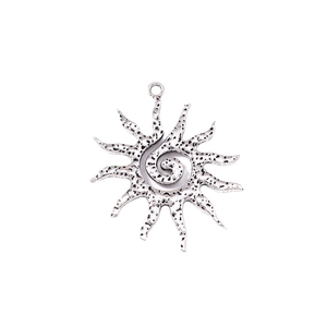 Antique silver spiral sun pendant for DIY jewelry making necklaces and earrings charms