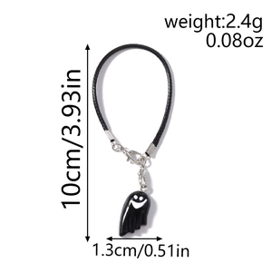 Detail view showing dimensions and weight of Halloween ghost charm for phone straps