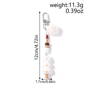 Vue détaillée du porte-clés ours avec perles, hauteur de 12 cm et largeur de 1,7 cm