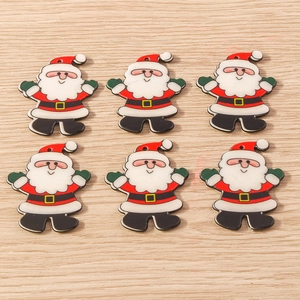 Lot de six breloques Père Noël colorées pour bijoux DIY et pendentifs de Noël