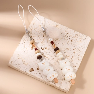 Charmants pendentifs animaux de dessin animé avec pompon pour sacs et mobile