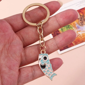 Japanese Style Cartoon Koinobori Keychain Zinc Alloy Enamel Carp Streamer Bag Pendant Cute Fish Car Key Holder Gift For Friends