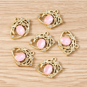 Breloques en Alliage Zirconia Rose Oeil Maléfique Étoile et Lune pour Accessoires de Bijoux DIY Collier Bracelet