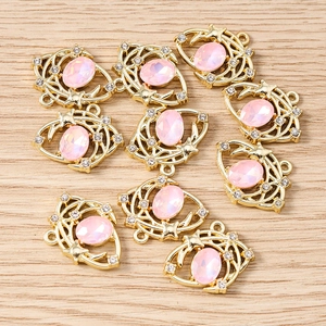 Pendentifs lune et étoile en opale rose avec monture dorée pour bijoux DIY