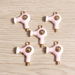 Zinc Alloy Enamel Pink Blow Dryer Pendants DIY Jewelry Making Accessories For Earrings Bracelets Necklaces Keychains Women