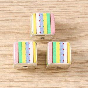 Macro detail of striped cubic jewelry beads for DIY necklace and earring making