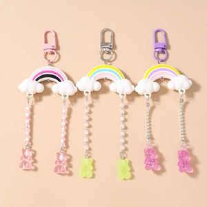 Rainbow and gummy bear tassel keychains in various colors for bag accessories