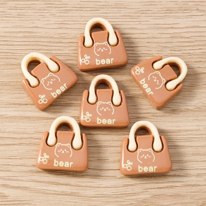 Mini Handtasche Harz Anhänger Süßes Bärenmuster DIY Schmuckzubehör Für Ohrringe Halskette Schlüsselanhänger Braun Schmuckanhänger