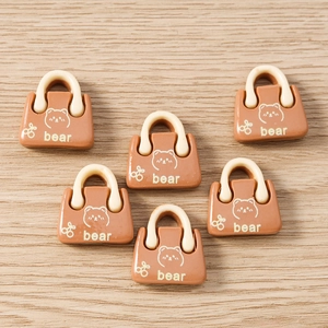 Braune Handtaschen-Anhänger mit Bärenmuster für Schmuckherstellung, 6-teiliges Set