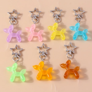 Portachiavi Cane Palloncino Traslucido Alla Moda Con Chiusura in Metallo a Stella Ciondolo Borsa in Resina Glitterata