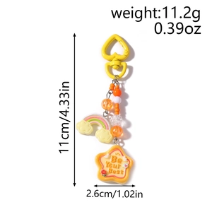 Rainbow beaded keychain with yellow heart carabiner and Be Your Best star pendant