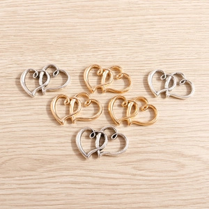 Interlocked double heart DIY pendants in gold and silver finish for jewelry making