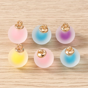 Frosted gradient round ball pendants with gold metal caps for DIY jewelry making
