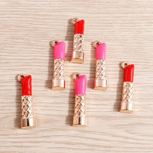 Lipstick shaped metal pendants with lattice pattern for DIY jewelry making sets