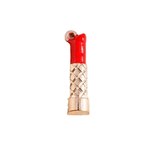 Red lipstick charm with rose gold diamond pattern base for jewelry making and DIY projects