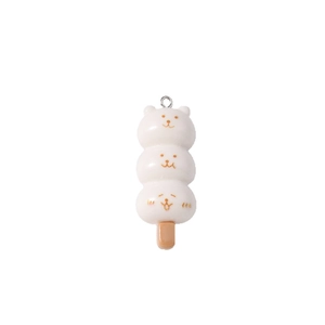 Japanese style three-tier bear dango pendant with metal ring for DIY jewelry making