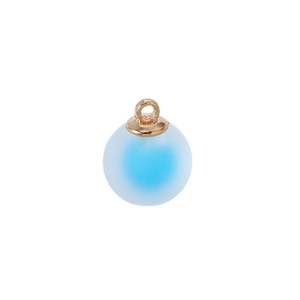 Frosted light blue spherical bead pendant with gold metal ring for DIY jewelry making