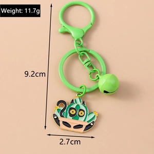 Detailed size specifications of cute cartoon cat cactus enamel keychain and clip
