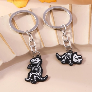 Portachiavi con Scheletro di Dinosauro Animato Tyrannosaurus Rex Triceratops Smalto Lega di Zinco Portachiavi Pendente Borsa Regalo Gioielli Bambini