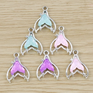 Alloy Mermaid Tail Charms Resin Star Detail Ocean Style DIY Jewelry Making Pendants For Necklace Earring Accessories