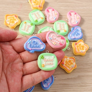 Macaron color resin heart and star charms with metal loops for DIY jewelry making