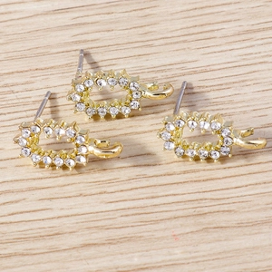Composants de boucles d'oreilles ovales dorés avec strass pour création bijoux