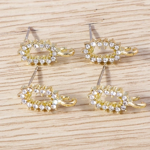Pendants d'oreilles ovales dorés évidés avec strass blancs pour bijoux DIY