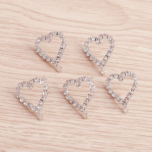 Accessoires de Bijoux en Alliage de Zinc à la Mode Cœur Ovale Creux avec Strass Composants de Bijoux DIY pour Création