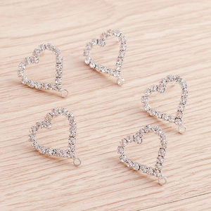Pendentifs cœurs évidés avec strass brillants et boucles pour création de bijoux DIY