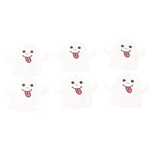 Cute white ghost charms set of 6 with pink tongue for DIY Halloween jewelry making