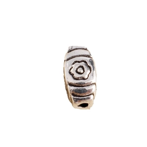 30pcs vintage silver floral spacer beads with embossed petals for DIY jewelry making