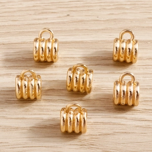 Electroplated Zinc Alloy Ribbed Cylinder Pendant Connector For DIY Necklace Bracelet Jewelry Making Accessories Gold Color