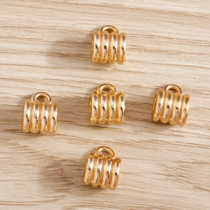 Golden plated alloy textured barrel charms for DIY bracelet and necklace jewelry making