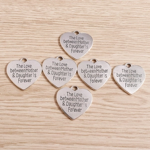 Antique silver heart charms with Mother and Daughter Forever quote for DIY jewelry