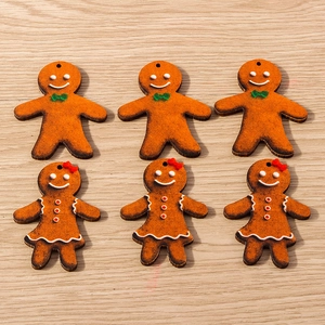 Gingerbread Man Wooden Pendants Christmas Hanging Decorations DIY Craft Ornaments For Xmas Holiday Party Home Decor