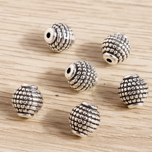 Retro silver pumpkin beads for DIY jewelry making with textured lantern design for bracelets