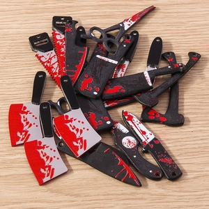 Miniature Halloween horror tool charms with blood splatter for DIY jewelry making and crafts