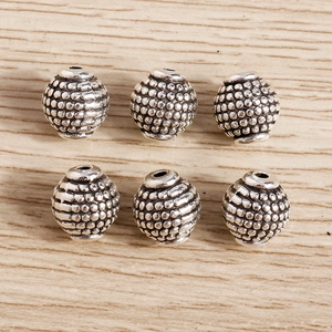 Set of 6 vintage silver alloy pumpkin lantern spacer beads for DIY jewelry making
