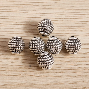 Vintage silver finish pumpkin spacer beads with granulated texture for DIY jewelry making