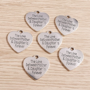 Vintage Alloy Heart Round Pendants Engraved Mother Daughter Moon Back Charms For DIY Necklace Bracelet Jewelry Making