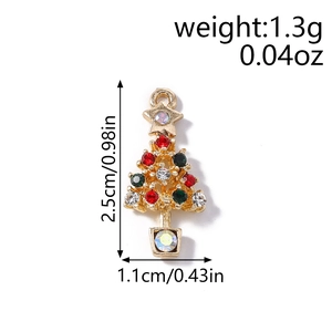 Dimensions détaillées d'un pendentif sapin de Noël en strass pour la bijouterie
