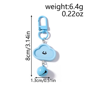 Porte-clés nuage bleu de 8 cm de longueur et 6,4 g pour la décoration de sacs à main