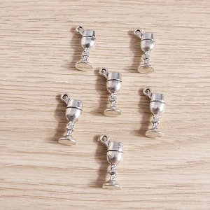 Antique silver chalice charms for DIY jewelry making and necklace accessories