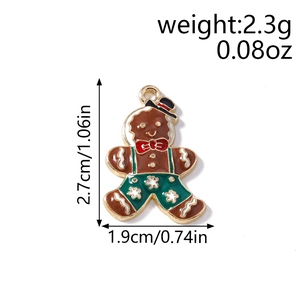 Vue détaillée du pendentif bonhomme de pain d'épices avec dimensions et poids de 2,3g