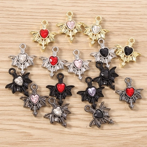 Dark aesthetic heart wing pendants with arrow for DIY jewelry making in multiple colors