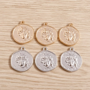 Vintage Alloy Coin Style Portrait Relief Round Pendants For DIY Necklace Bracelet Making Jewelry Accessory Pendant Only