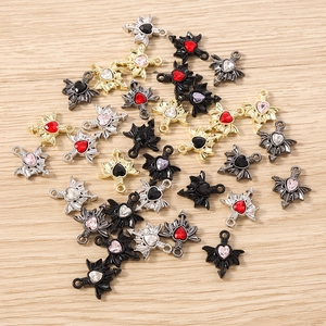 DIY jewelry heart charms with cupid arrow wings in various colors for necklaces and bracelets