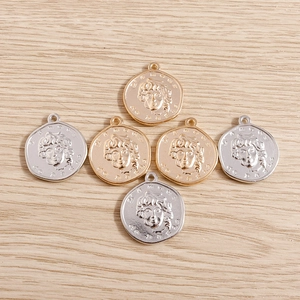 Vintage irregular coin pendants with classical embossed portraits for DIY jewelry making